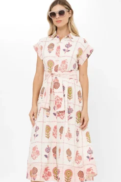 Oliphant Belted Shirt Dress- Taormina Cream