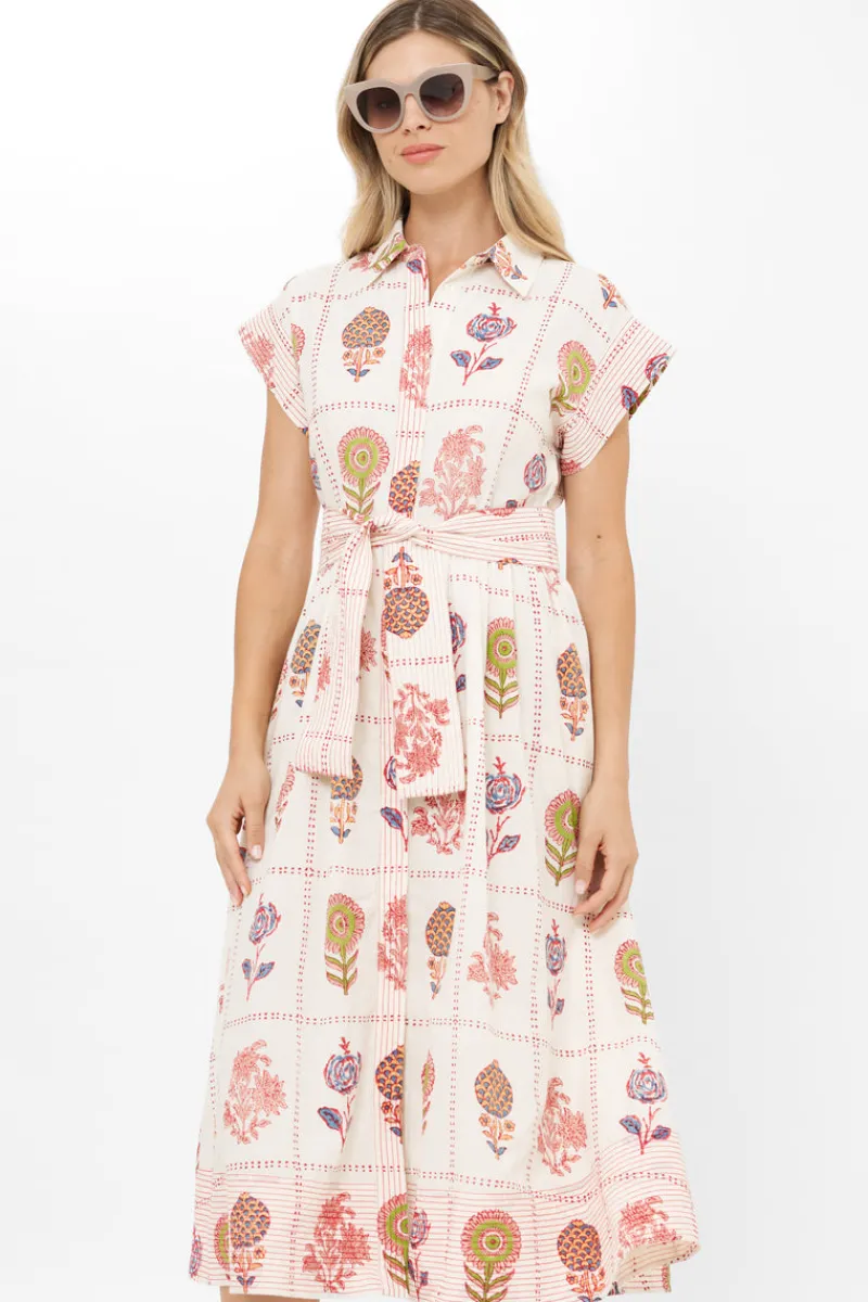 Oliphant Belted Shirt Dress- Taormina Cream