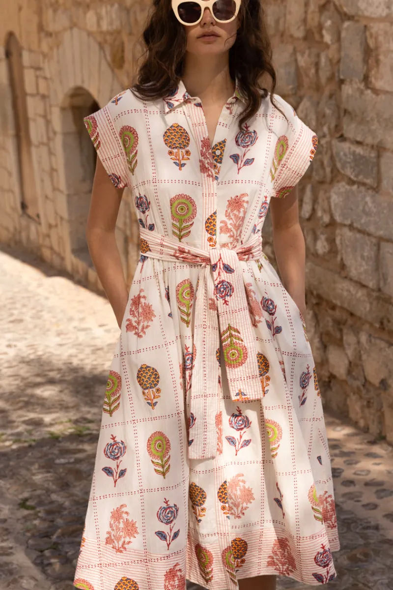 Oliphant Belted Shirt Dress- Taormina Cream