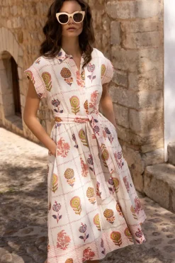 Oliphant Belted Shirt Dress- Taormina Cream