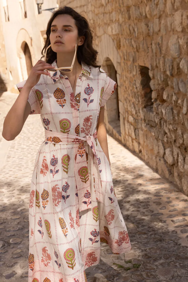 Oliphant Belted Shirt Dress- Taormina Cream