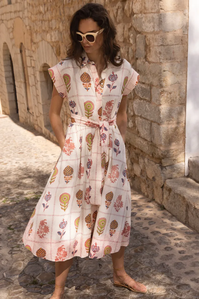 Oliphant Belted Shirt Dress- Taormina Cream