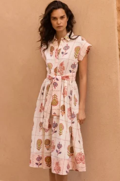 Oliphant Belted Shirt Dress- Taormina Cream