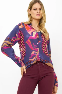 Oliphant Button Down Blouse- Arabia Navy
