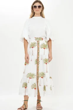 Oliphant Button Front Skirt- Canary Green