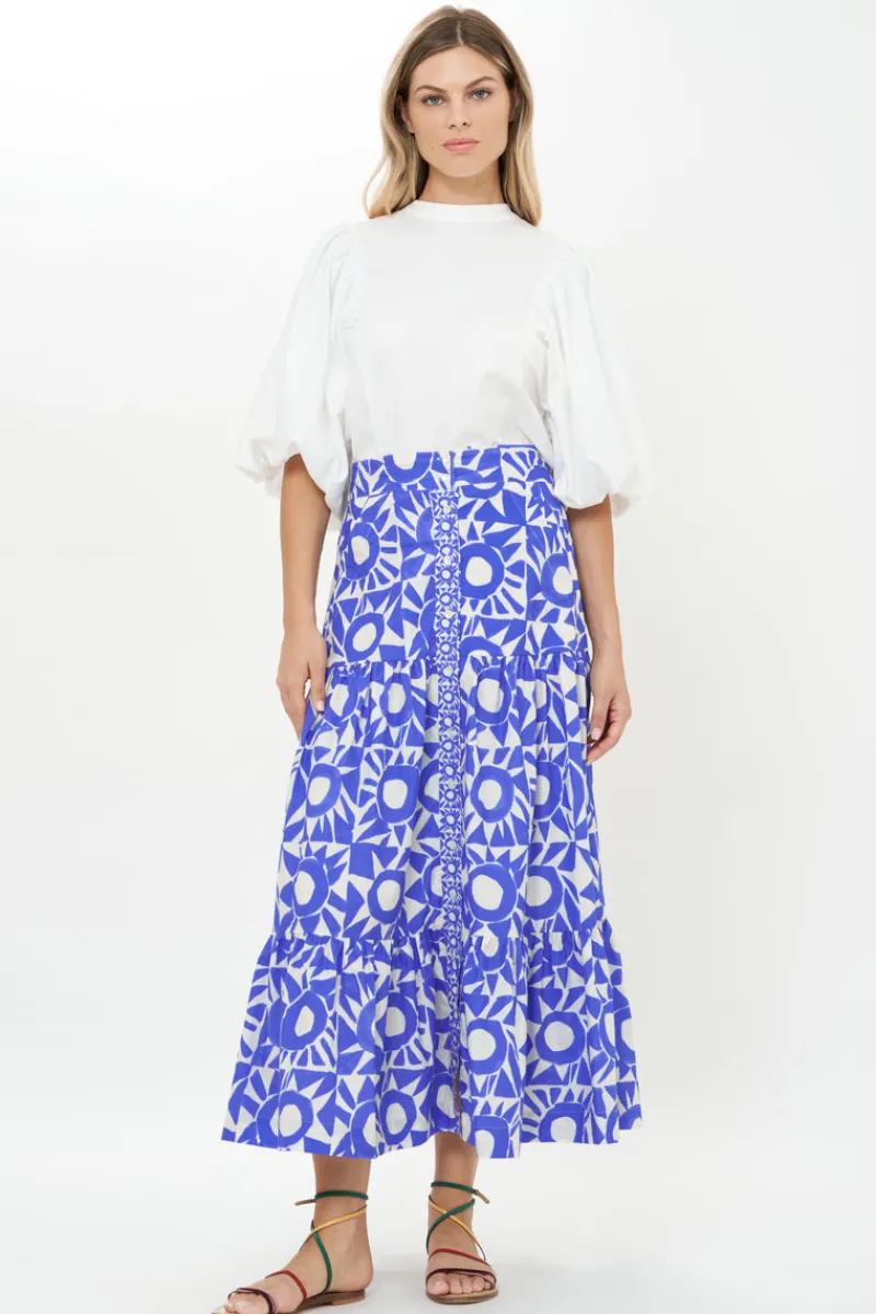 Oliphant Button Front Skirt- Eclipse Blue