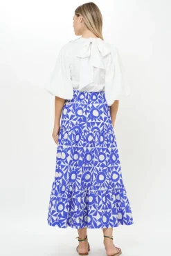 Oliphant Button Front Skirt- Eclipse Blue