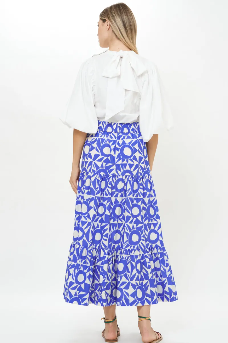 Oliphant Button Front Skirt- Eclipse Blue