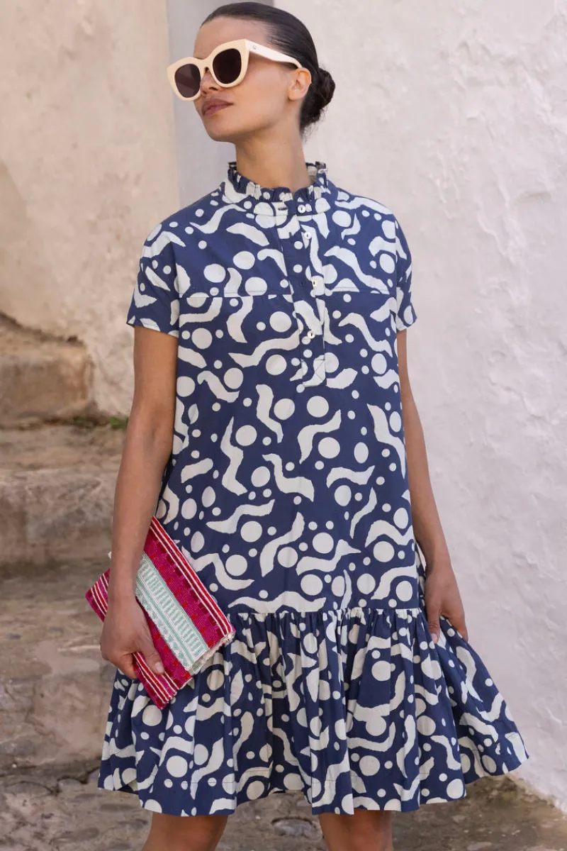Oliphant Cap Sleeve Mini- Acadia Navy