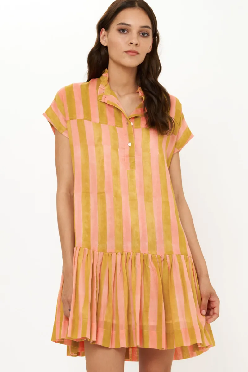 Oliphant Cap Sleeve Mini- Cabana Coral