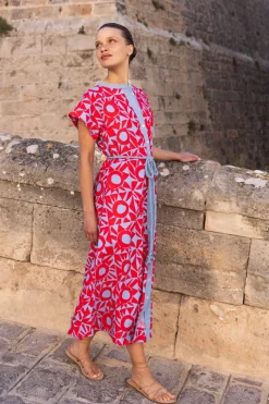 Oliphant Cap Sleeve Shirt Dress Midi- Eclipse Red