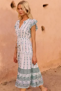 Oliphant Cinched Flirty Midi- Boreggo Green