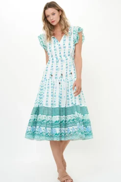 Oliphant Cinched Flirty Midi- Boreggo Green
