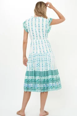 Oliphant Cinched Flirty Midi- Boreggo Green