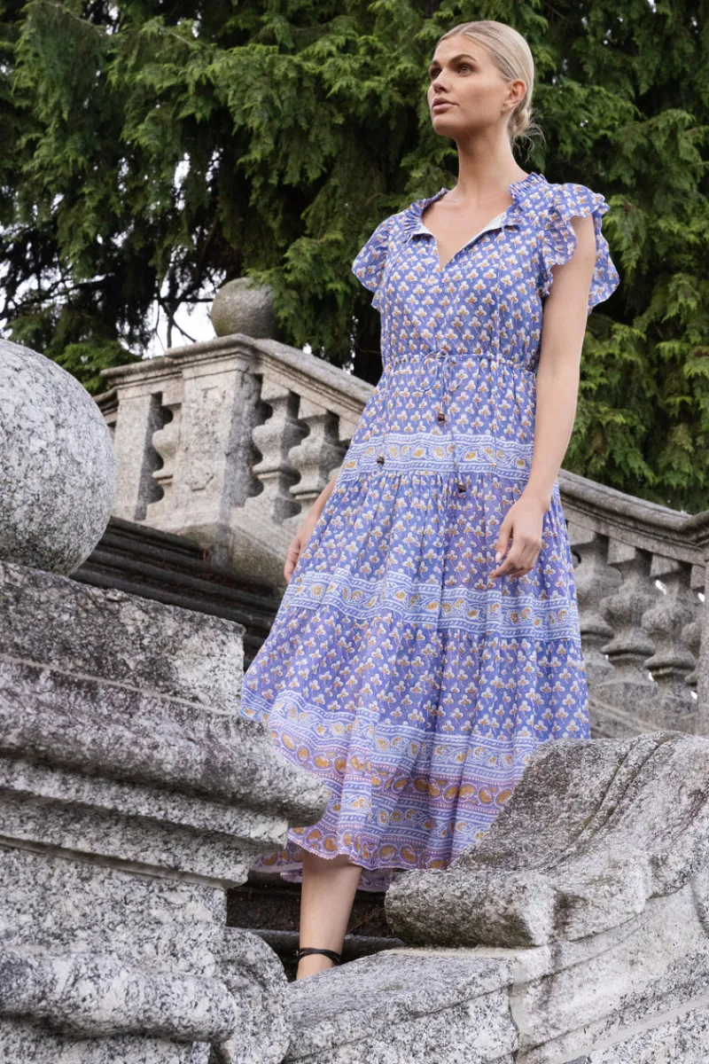 Oliphant Cinched Flirty Midi- Clover Blue