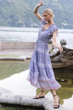Oliphant Cinched Flirty Midi- Clover Blue