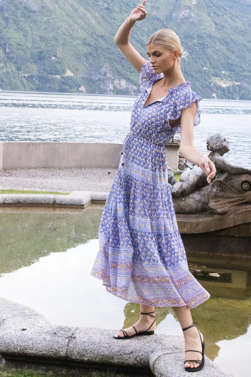 Oliphant Cinched Flirty Midi- Clover Blue