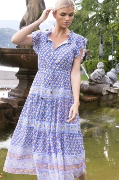 Oliphant Cinched Flirty Midi- Clover Blue