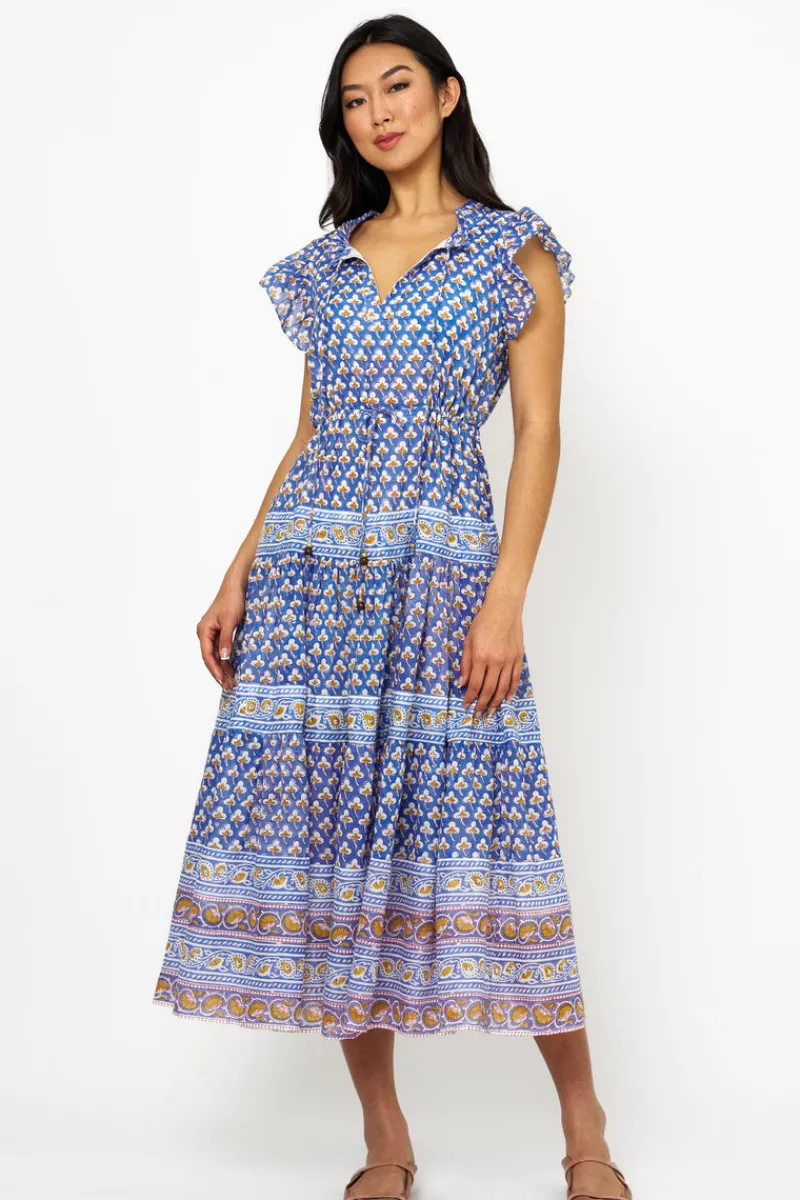 Oliphant Cinched Flirty Midi- Clover Blue