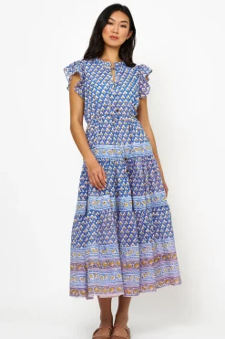 Oliphant Cinched Flirty Midi- Clover Blue