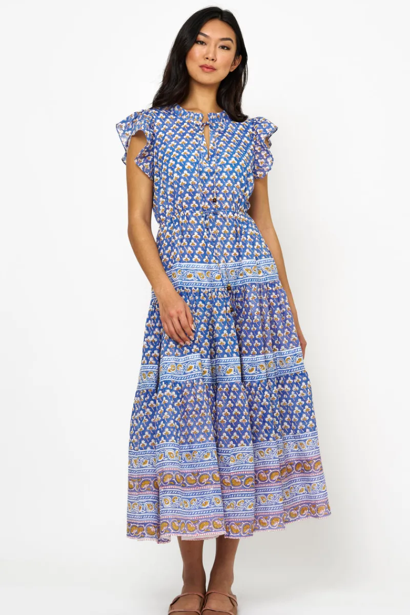 Oliphant Cinched Flirty Midi- Clover Blue