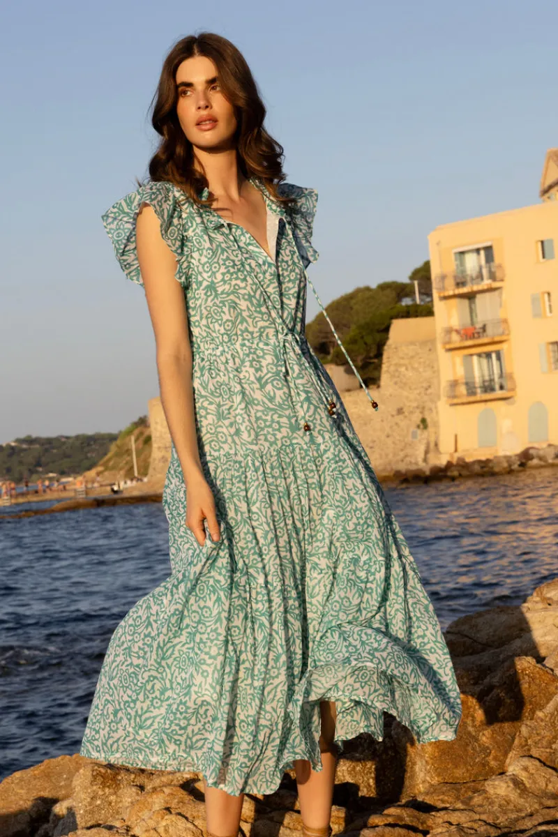 Oliphant Cinched Flirty Midi- Cypress Jade