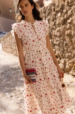 Oliphant Cinched Flirty Midi- Ellsworth Red
