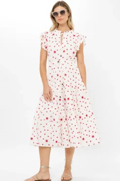 Oliphant Cinched Flirty Midi- Ellsworth Red