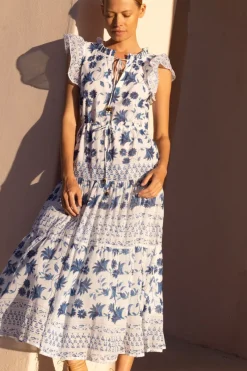 Oliphant Cinched Flirty Midi- Marion Blue