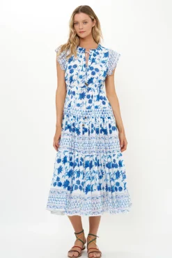 Oliphant Cinched Flirty Midi- Marion Blue