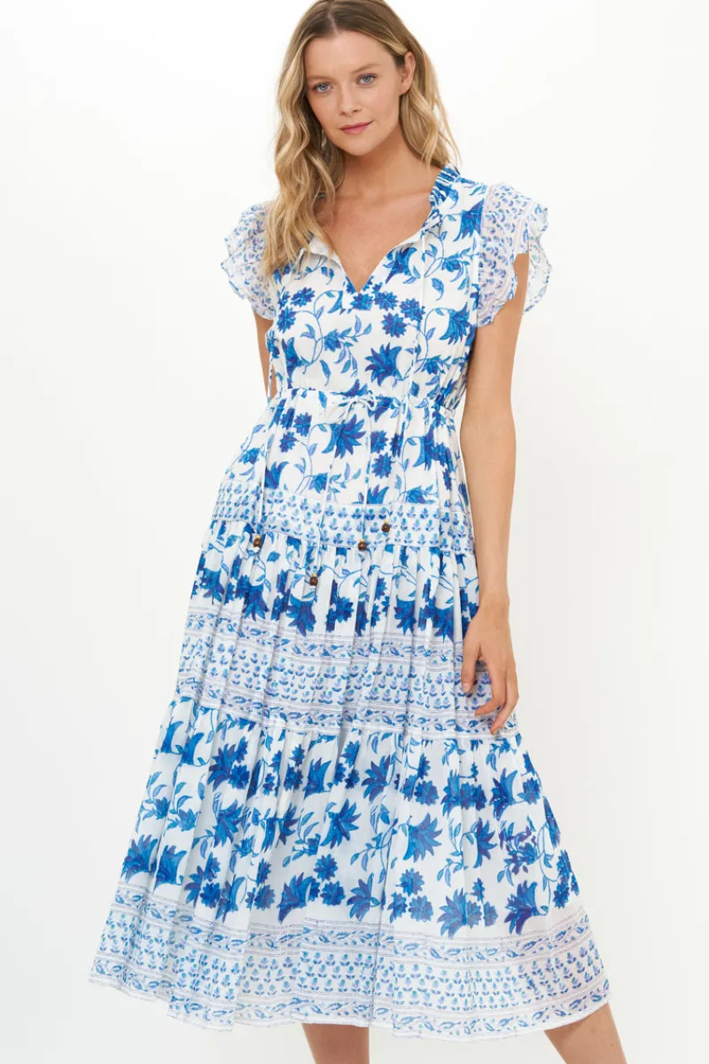Oliphant Cinched Flirty Midi- Marion Blue