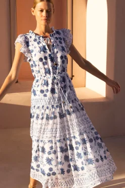 Oliphant Cinched Flirty Midi- Marion Blue