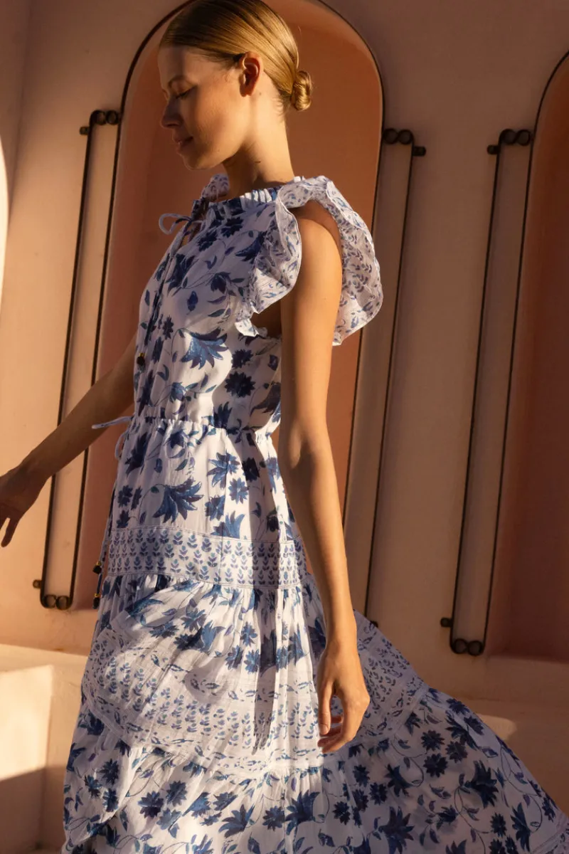 Oliphant Cinched Flirty Midi- Marion Blue
