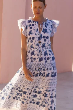 Oliphant Cinched Flirty Midi- Marion Blue