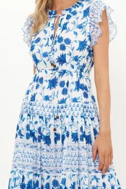 Oliphant Cinched Flirty Midi- Marion Blue