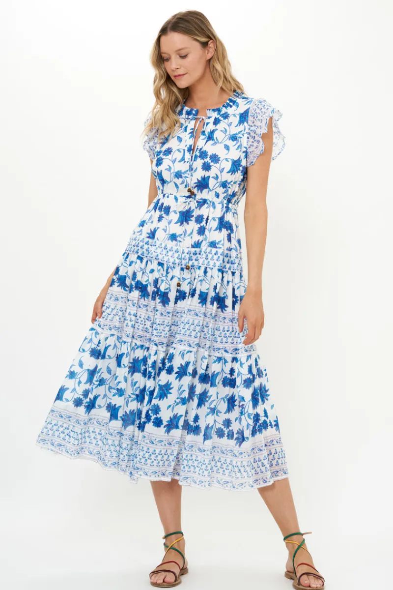 Oliphant Cinched Flirty Midi- Marion Blue