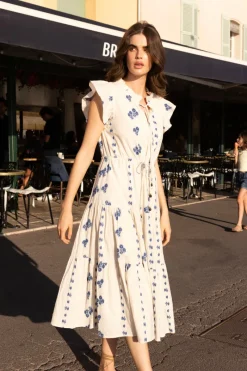 Oliphant Cinched Flirty Midi- Wicklow Blue