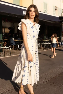 Oliphant Cinched Flirty Midi- Wicklow Blue