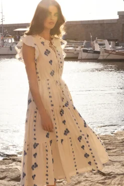 Oliphant Cinched Flirty Midi- Wicklow Blue
