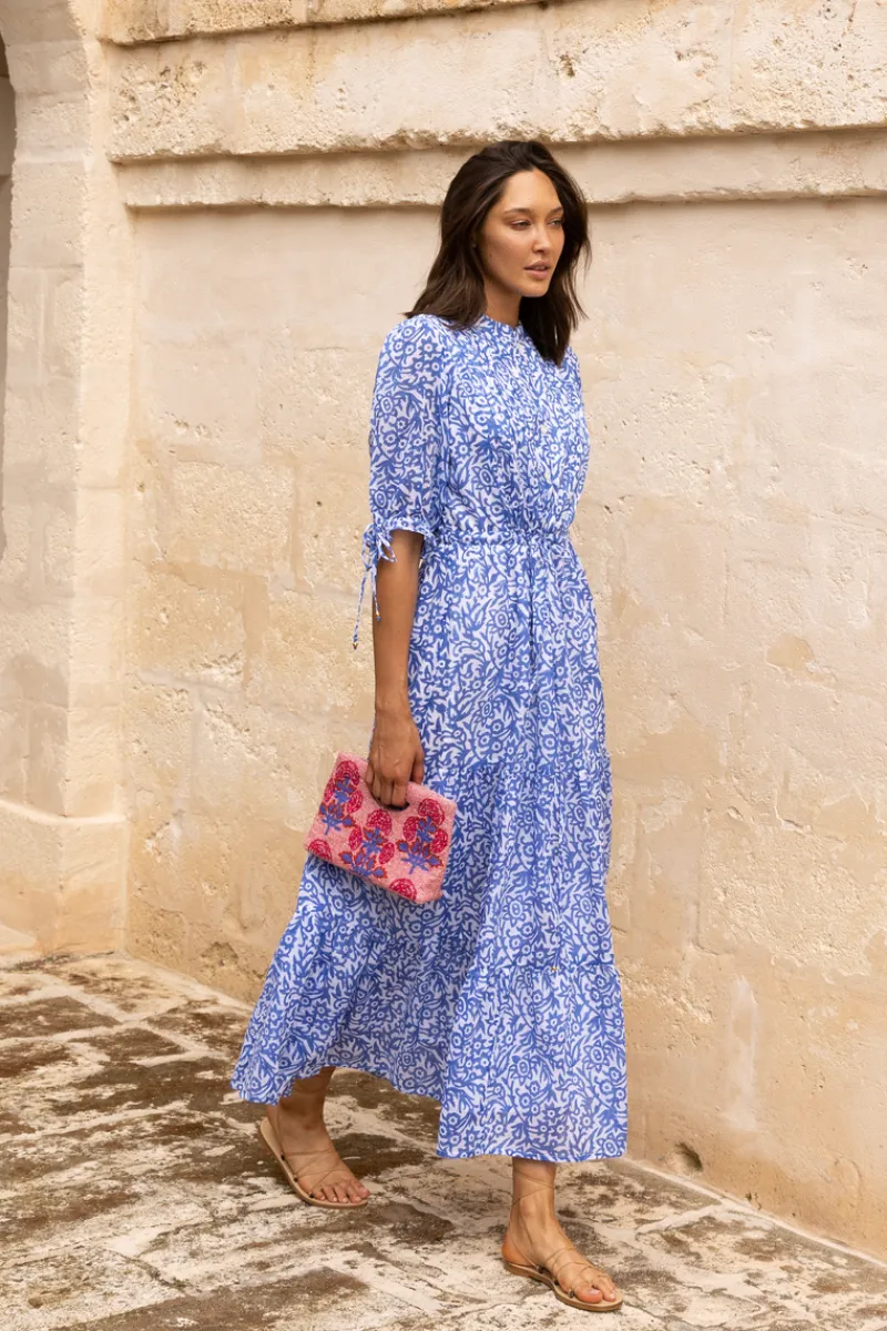 Oliphant Cinched Pintuck Maxi- Cypress Blue