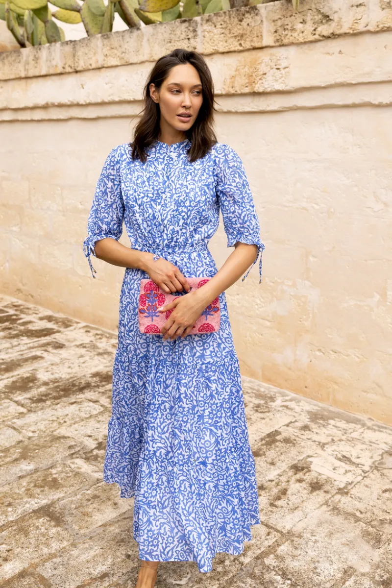 Oliphant Cinched Pintuck Maxi- Cypress Blue
