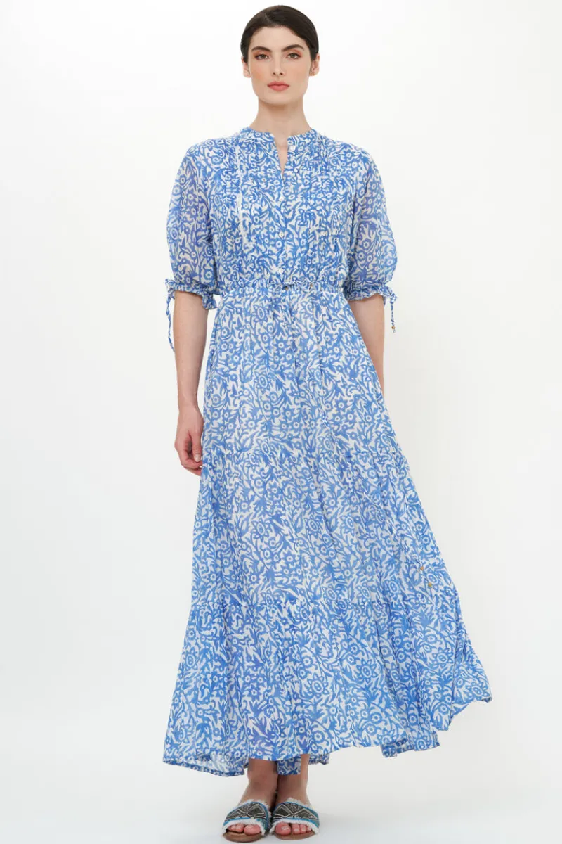 Oliphant Cinched Pintuck Maxi- Cypress Blue