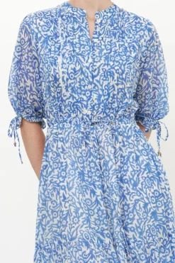 Oliphant Cinched Pintuck Maxi- Cypress Blue