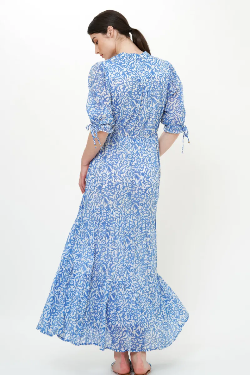 Oliphant Cinched Pintuck Maxi- Cypress Blue
