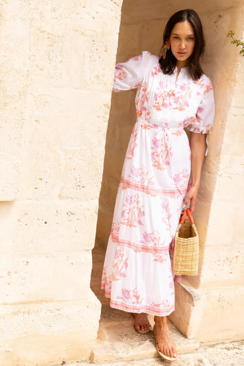 Oliphant Cinched Pintuck Maxi- Ostuni Coral