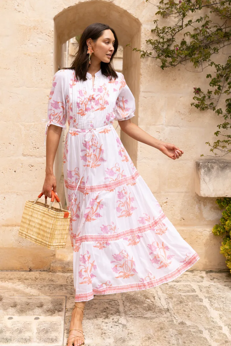 Oliphant Cinched Pintuck Maxi- Ostuni Coral