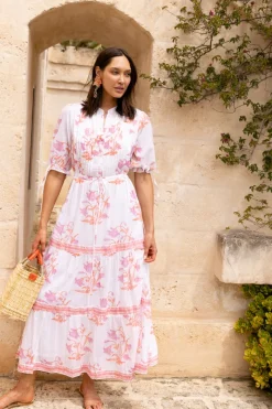Oliphant Cinched Pintuck Maxi- Ostuni Coral