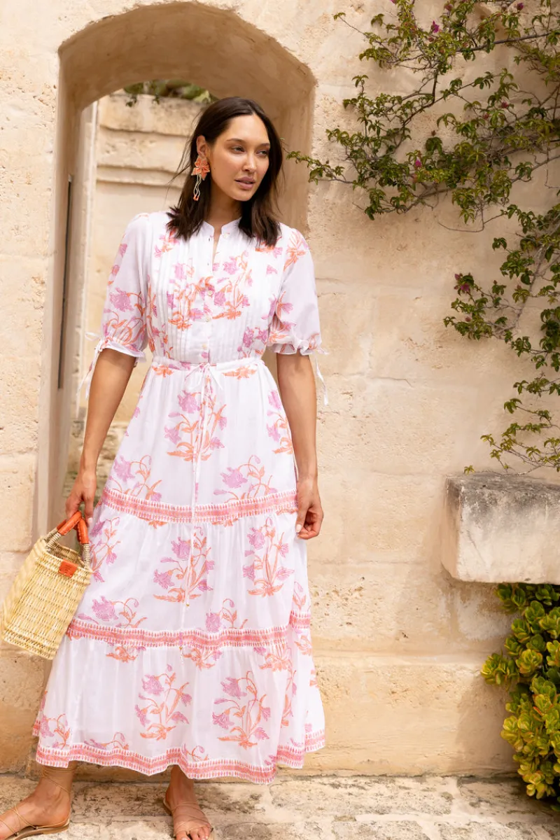Oliphant Cinched Pintuck Maxi- Ostuni Coral