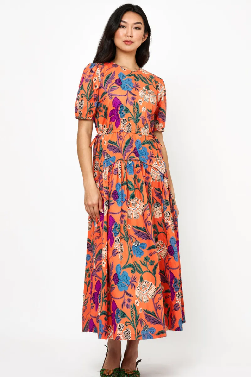 Oliphant Cinched Waist Puff Maxi- Turin Red