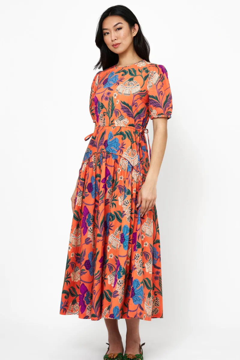 Oliphant Cinched Waist Puff Maxi- Turin Red